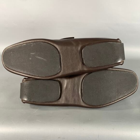 HELMUT LANG Size 10 Brown Cut Out Leather Drivers Loafers